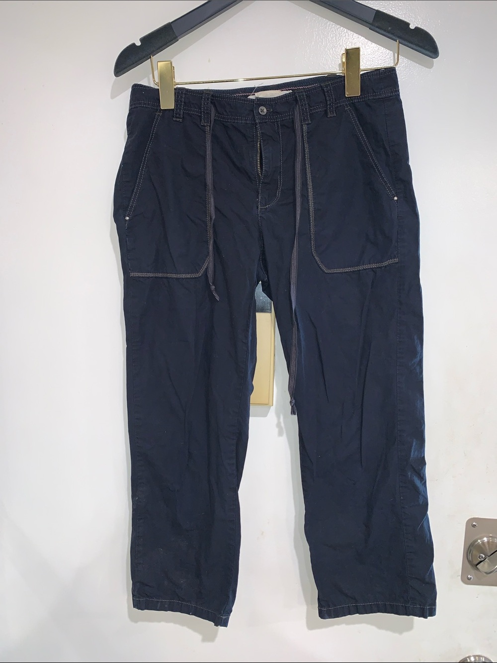 Drawstring Navy Chino Pants for Women